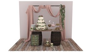 Rustic Wedding Style Sweet Table 3D