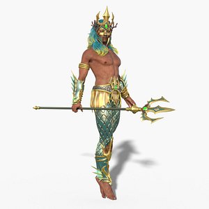 3D Poseidon Rigged Low-poly 3D model model