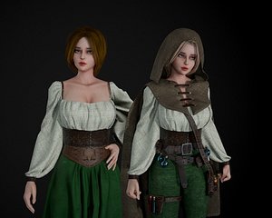 Medieval Harbelist Lady 3D model