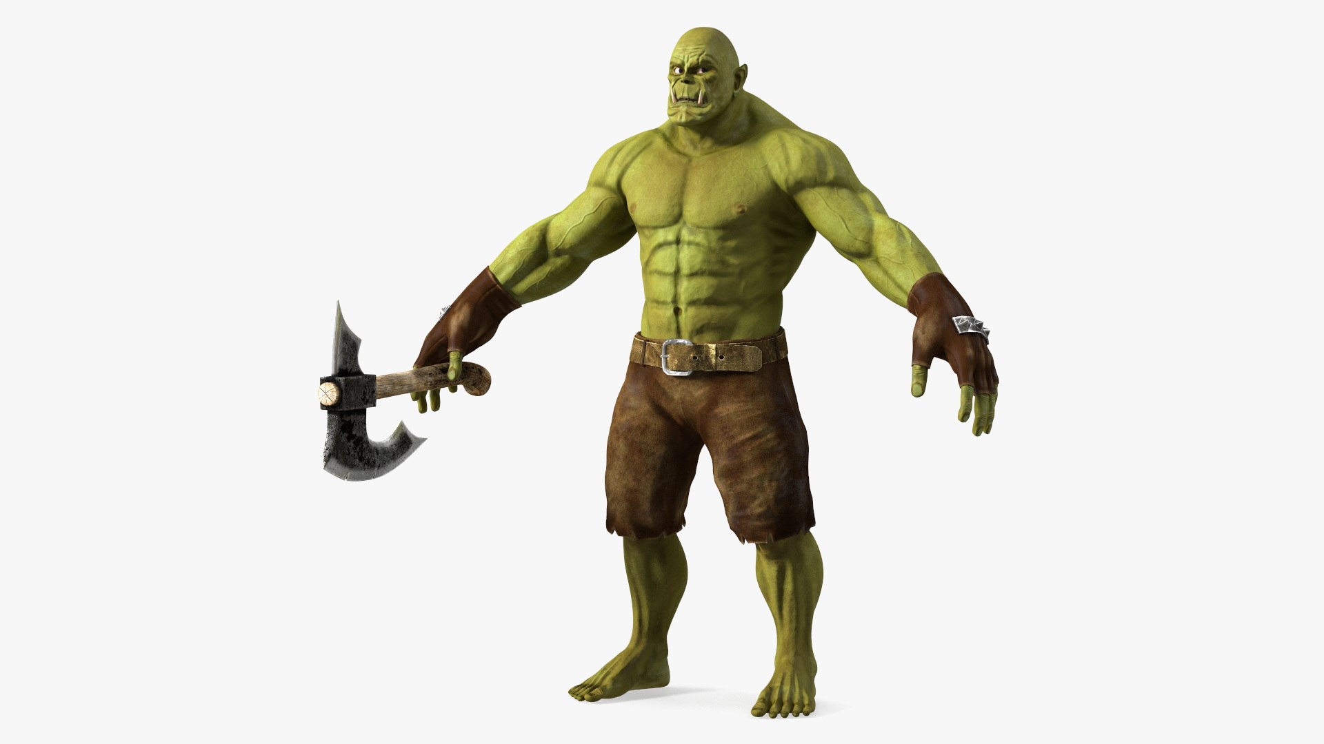 Green Orc Warrior 3D model preview