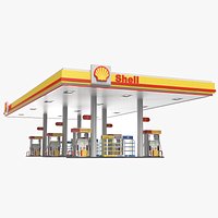 3D Shell Gas Station Canopy