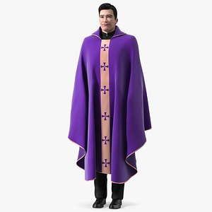 Clergyman with Liturgical Vestment Purple Robe