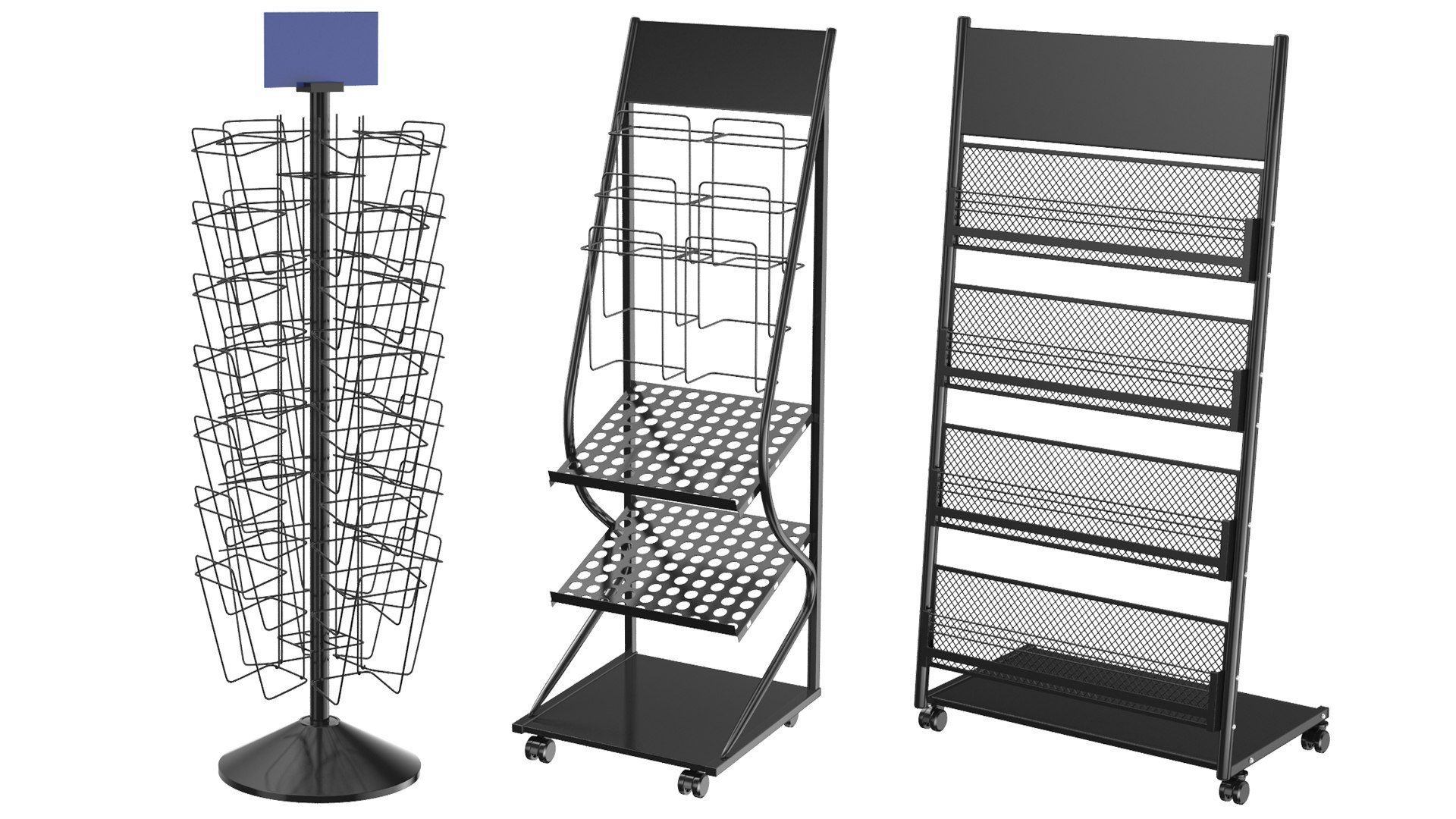 Three Detailed Magazine Rack 3D Model - TurboSquid 2130935