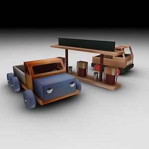 wood truck 3d