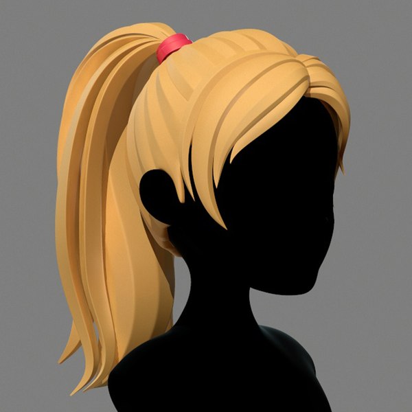 Personagem - Desenho Animado - Menina Cauda Cabelo 02 Modelo 3D