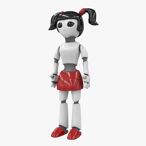 low-poly robot girl 3d max