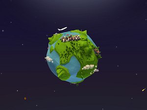 Cartoon Low Poly Earth Planet