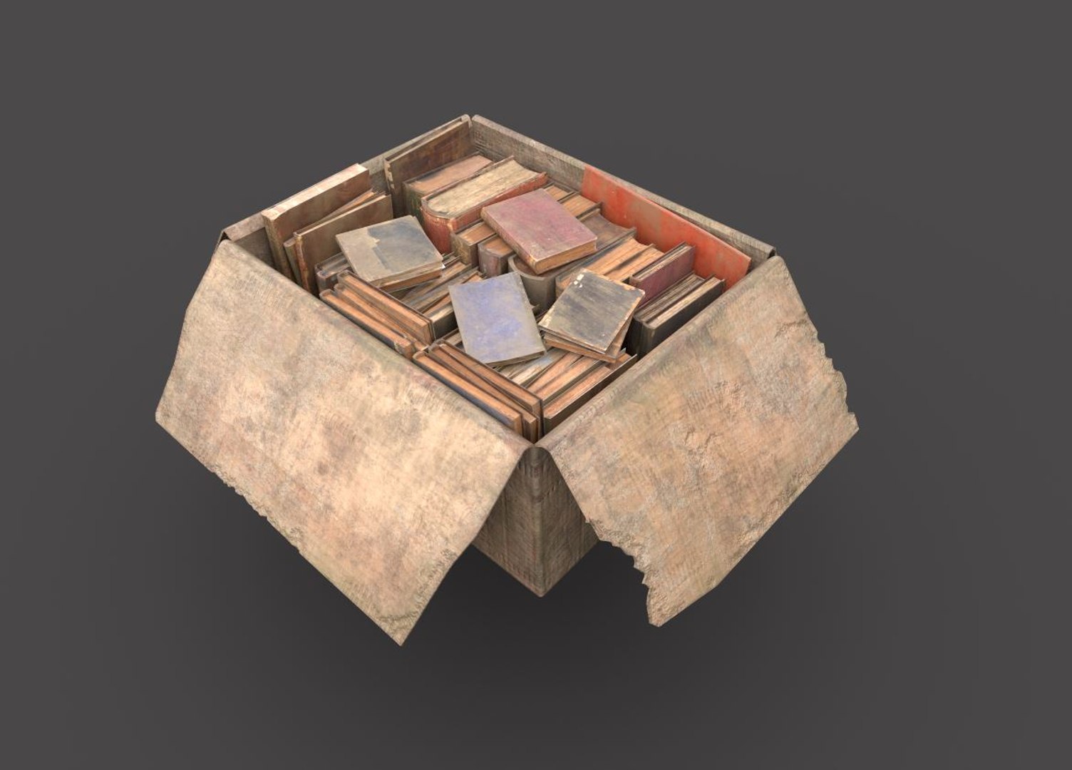 3D Dirty Book Cardboard Box Model TurboSquid 1665342