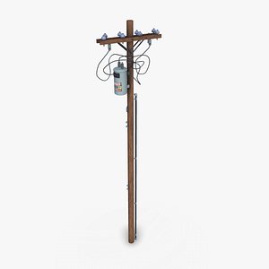 Countryside Electric Pole Low-poly PBR 3D model