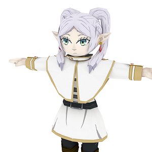 3D Stylized Frieren Low Poly Character