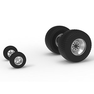 3D Wheel set of Pro Stock Pulling Tractor Version 4 Scale 1 to 25