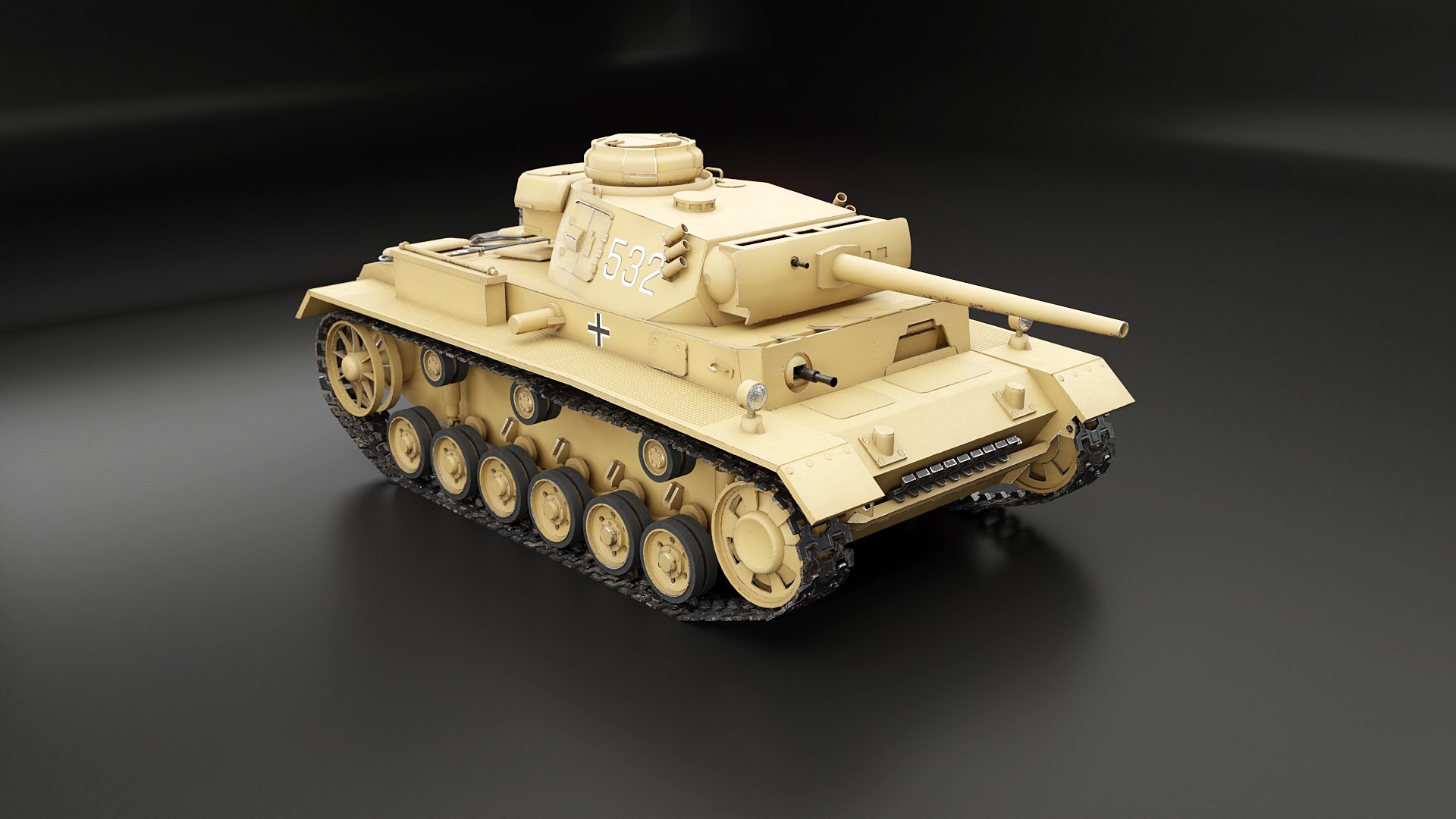 German Panzer III ausf M WWII Tank 3D model https://p.turbosquid.com/ts-thumb/CF/Azxrpw/2t/pziii_yellow_0005/png/1705569494/1920x1080/fit_q87/17b4dc7d723009b9f446a2b7ee0062d54443882d/pziii_yellow_0005.jpg