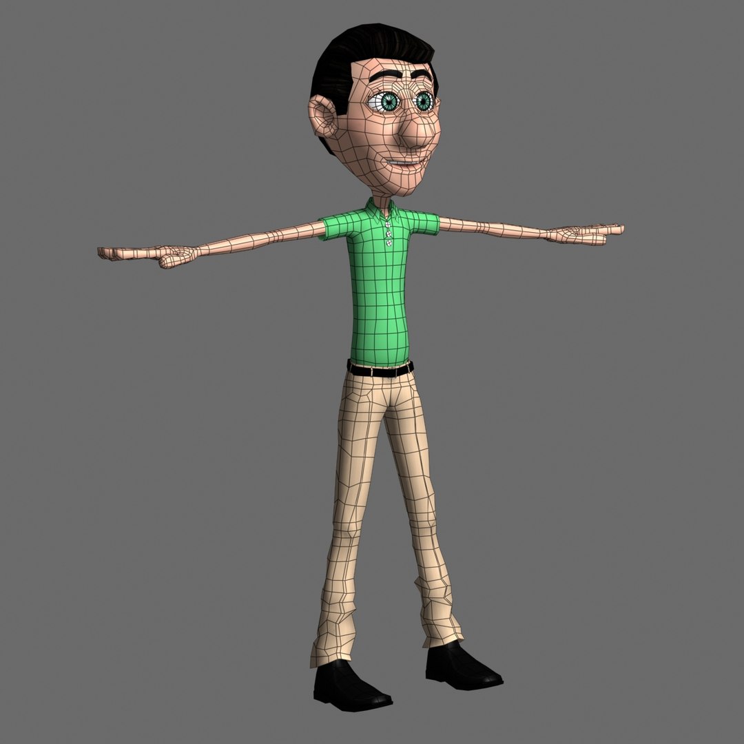 animation cartoon man green 3d max