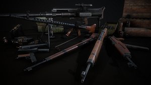 Hungarioan WW2 hand weapon pack low poly