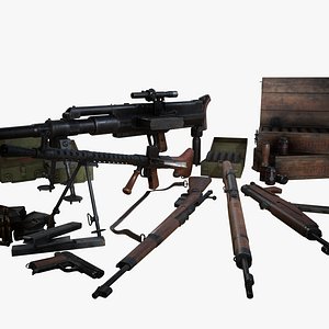 Hungarioan WW2 hand weapon pack low poly
