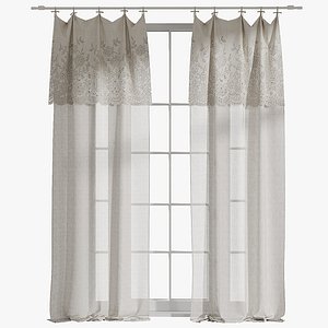 3D model Curtains with lace