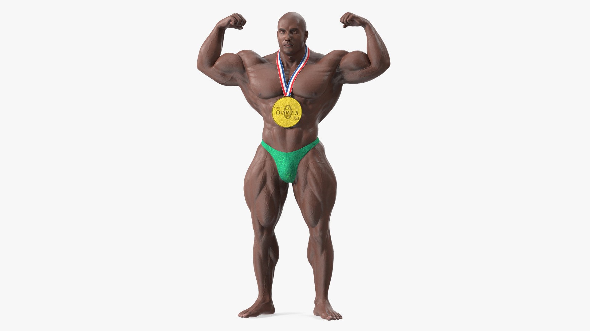 Champion Afro American Bodybuilder Man Rigged for Cinema 4D 3D model preview