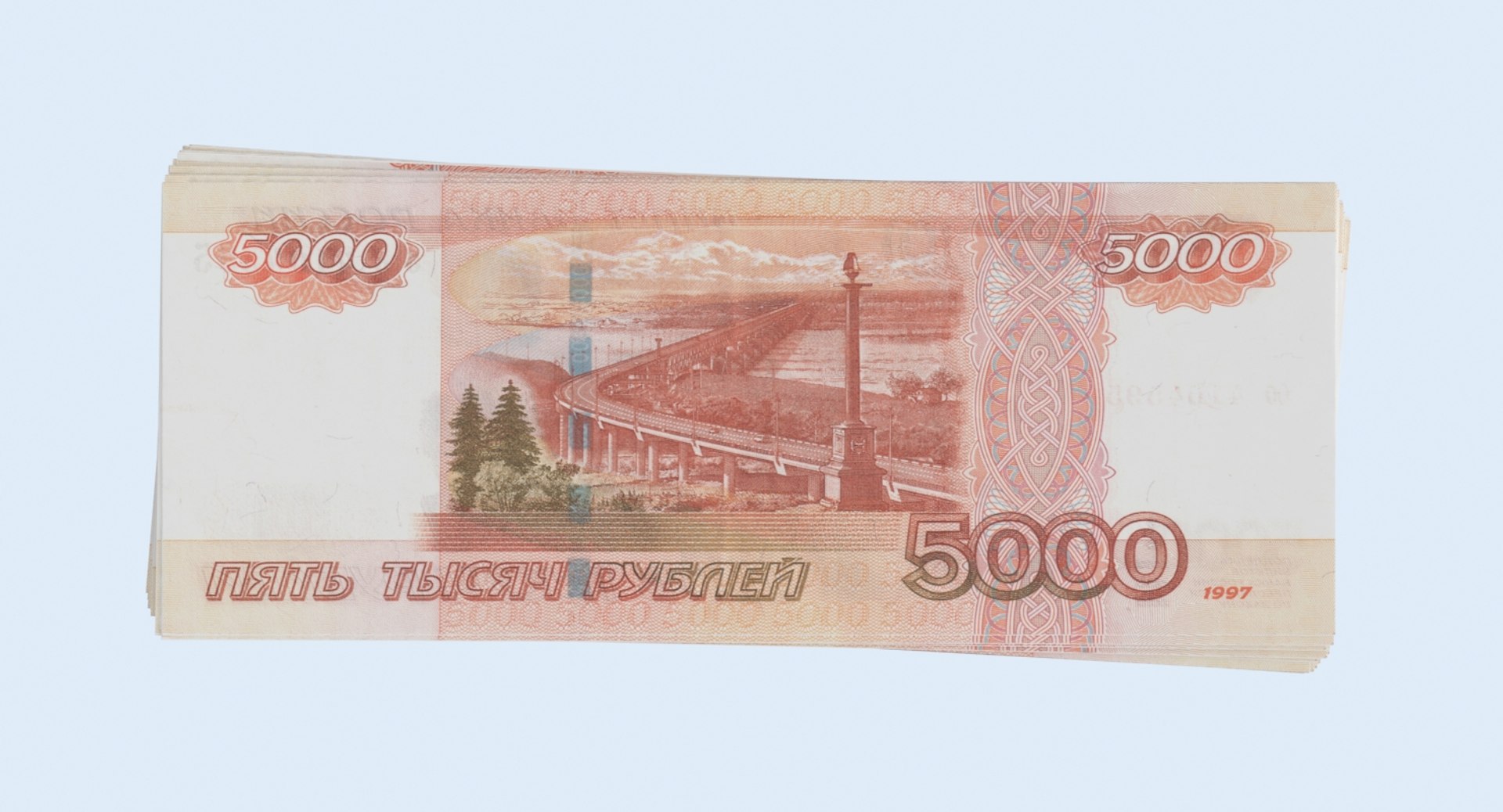 3d 5000 Ruble Note Stack