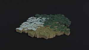 Low-poly Cartoon Cubic mountains Poly Style model