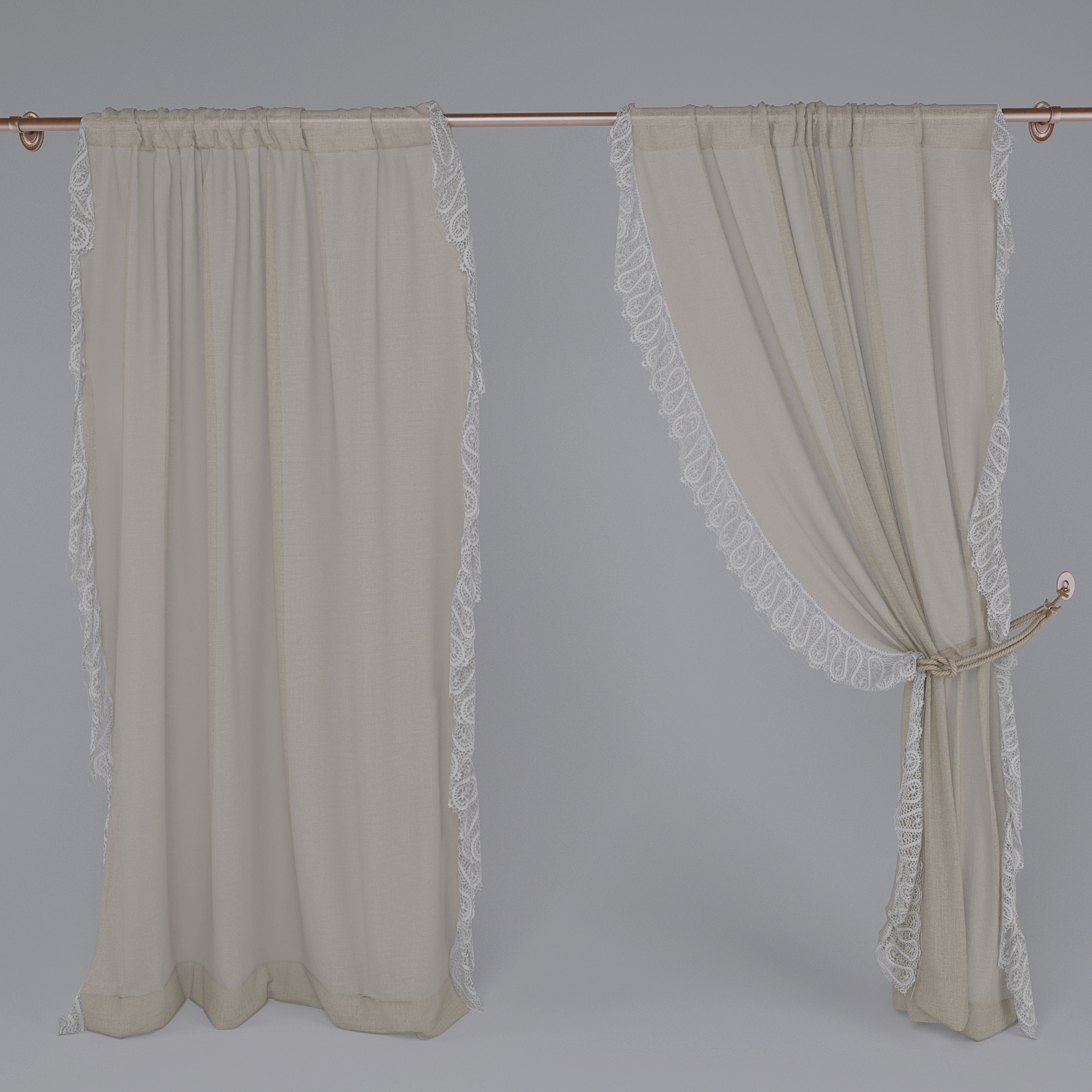 linen lace curtain 3d max