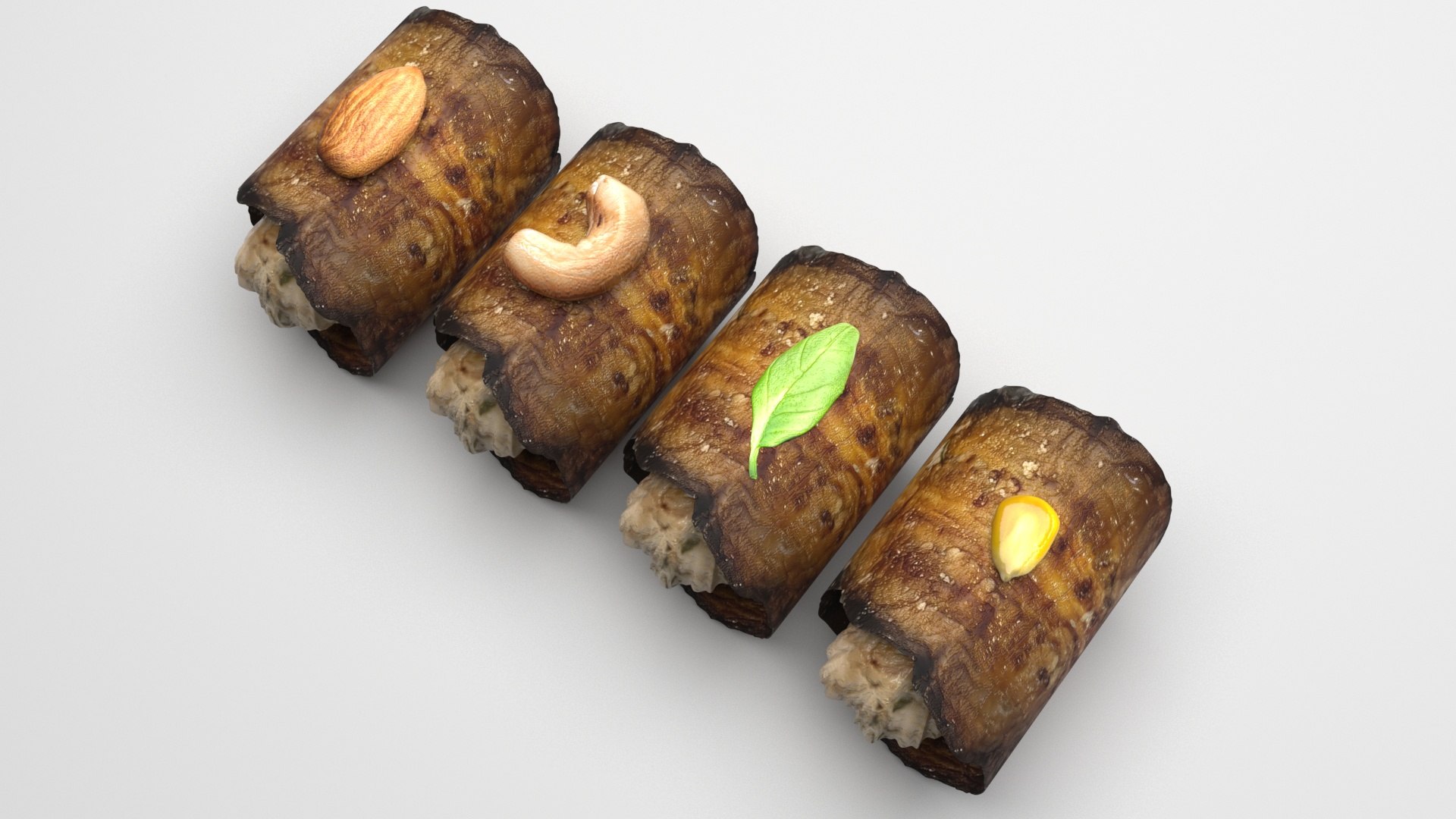 3D Eggplant Rolls https://p.turbosquid.com/ts-thumb/CG/ILjW4O/MP/eggplantrolls3/jpg/1723535887/1920x1080/fit_q87/6e5b89be3001721d5c42b3e42776ea8bdbd46ac6/eggplantrolls3.jpg