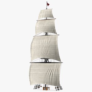 3D Foremast Raised Sails model