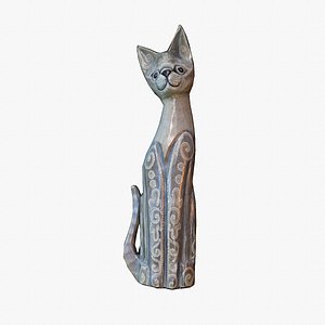 The cat ethnic statuette 02 low poly 3D model 3D model