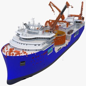 Cable Layer Vessel Blue Rigged