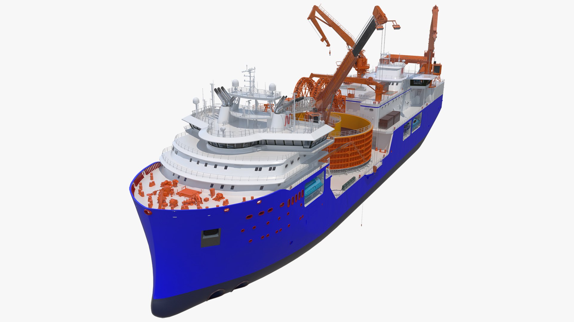 Cable Layer Vessel Blue Rigged 3D model preview