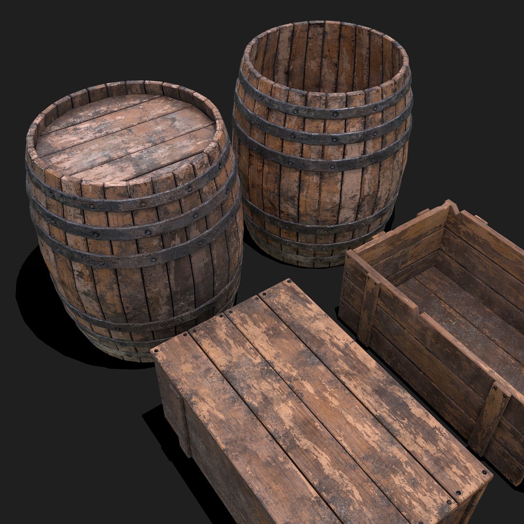 3D Model Crates And Barrels - TurboSquid 1733357