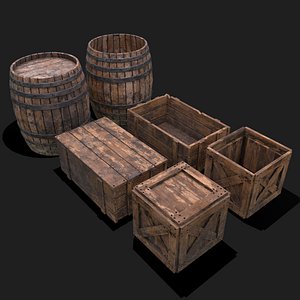 3D model Crates and Barrels