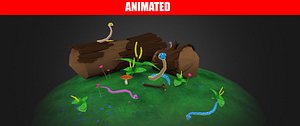 3D model snakes pack animations