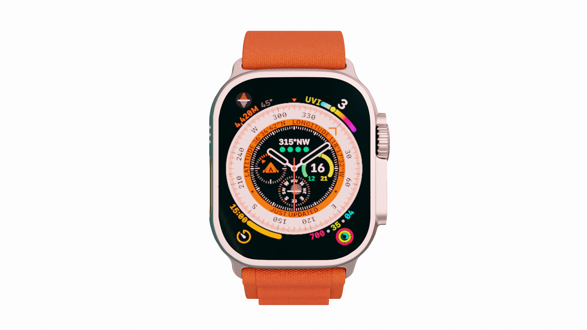 3D Apple Watch Ultra Titanium Case With Orange Alpine Loop TurboSquid
