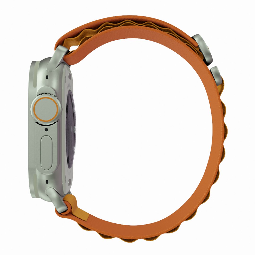 3D Apple Watch Ultra Titanium Case With Orange Alpine Loop TurboSquid