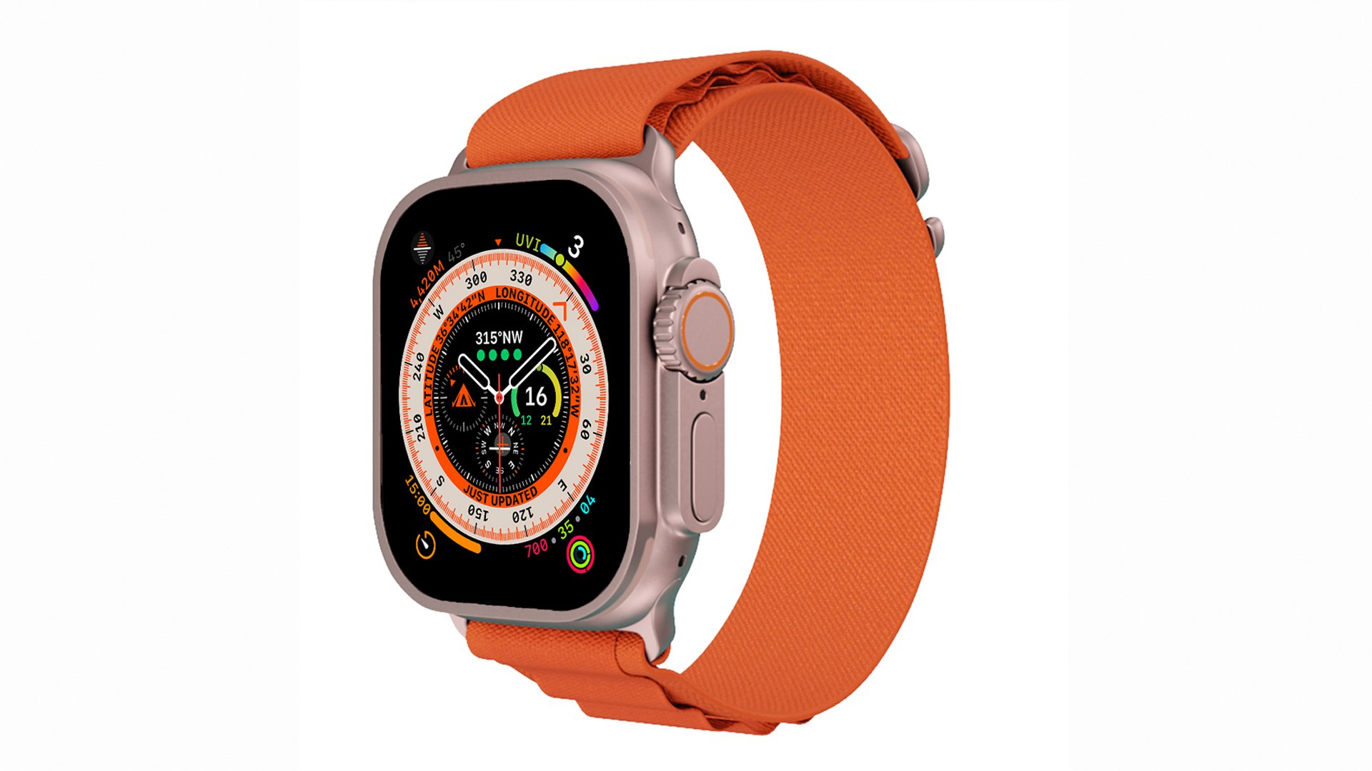3D Apple Watch Ultra Titanium Case With Orange Alpine Loop TurboSquid