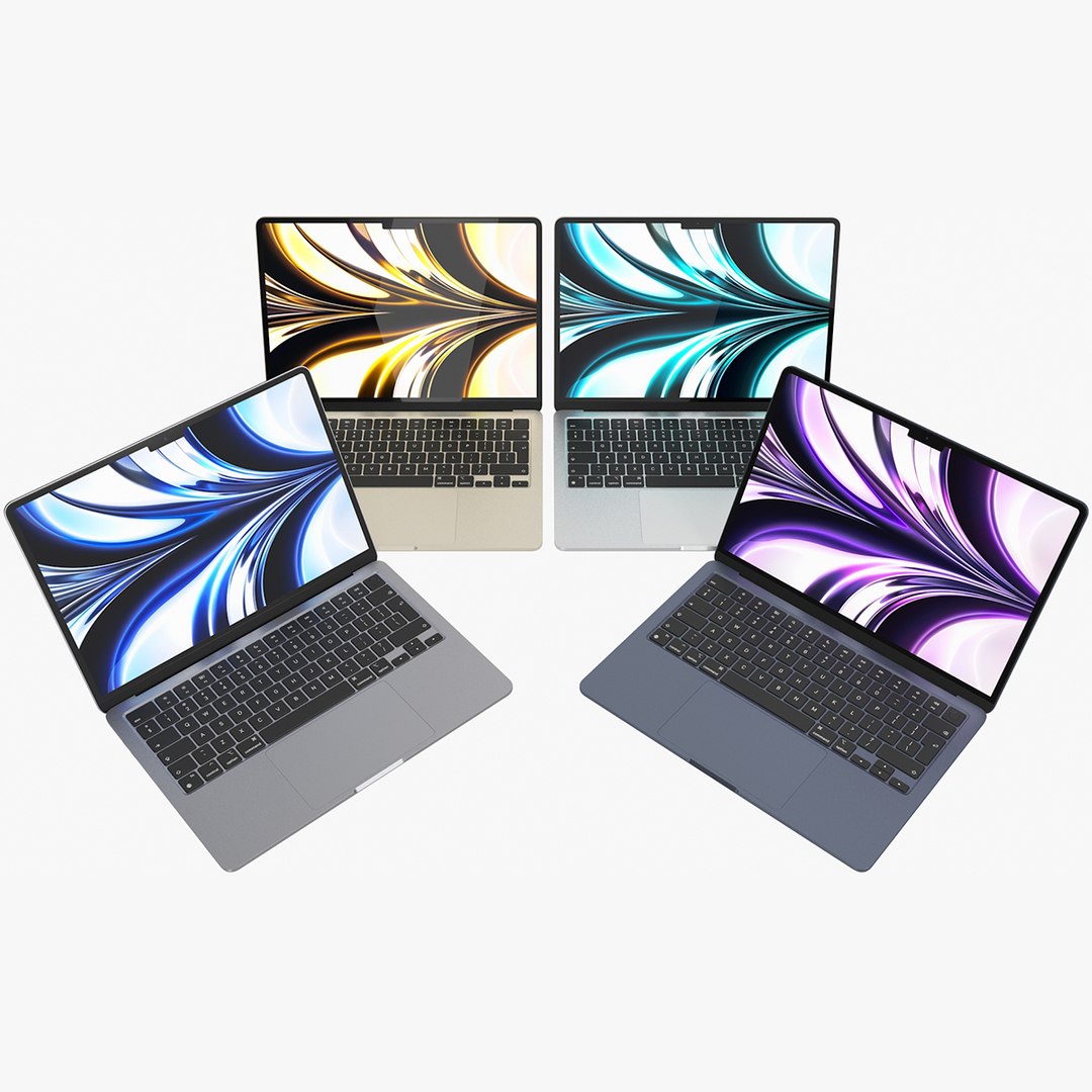 3D Model Apple Macbook Air 13 M2 2022 All Colors Rigged