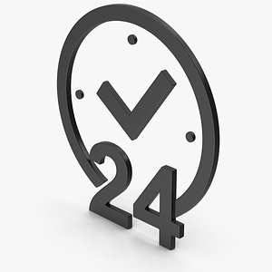 Black Symbol Clock 24 Hour Time 3D