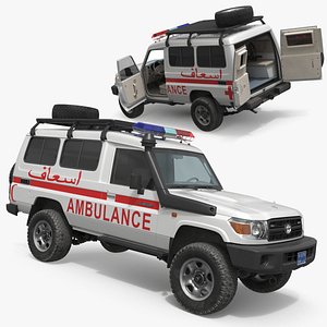 Toyota Land Cruiser 78 Emergency Ambulance White Rigged for Maya 3D model