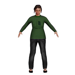 low-poly white girl model
