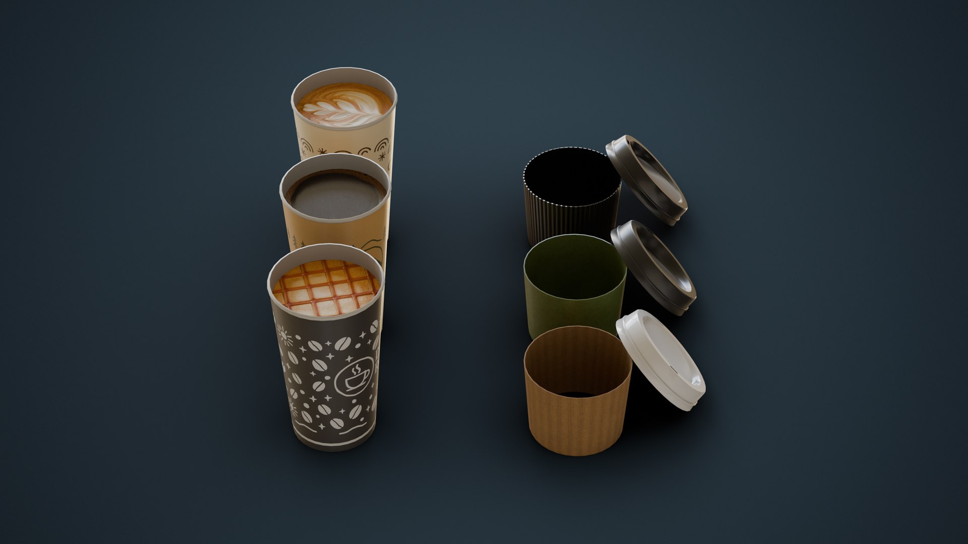 3D Lattes and Coffee https://p.turbosquid.com/ts-thumb/CG/xWjn01/5c/render_0006/jpg/1756937912/1920x1080/fit_q87/6b960969f14f768fbd26b7927702de00b4a8e76e/render_0006.jpg