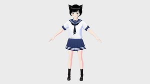 Student Girl Cat Kawaii