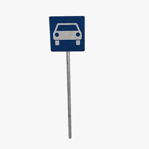 Traffic sign Blue Road for motor vehicles 3D model