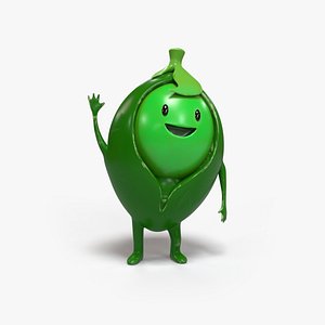 pea cartoon character 3D model