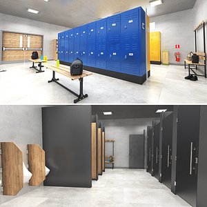 Locker Room with Bathroom 3D