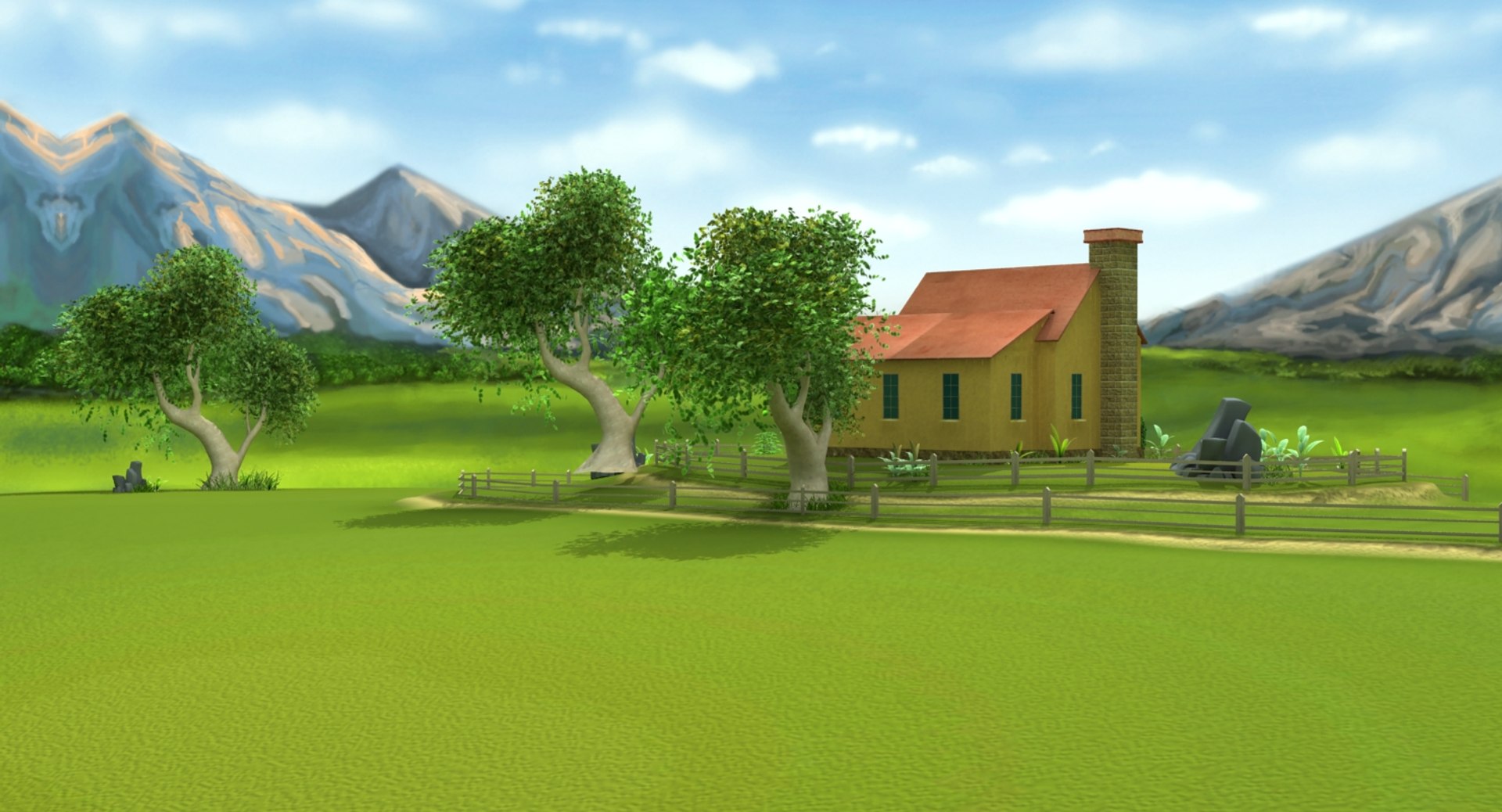 3D Farmhouse Field - TurboSquid 1257730