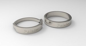 3D Painter Couple Ring Platinum