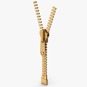 3D Gold Zipper And Slider model