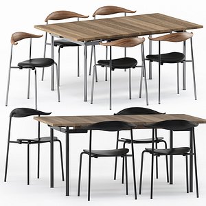 CH322 DINING TABLE and CH88P chair 3D model