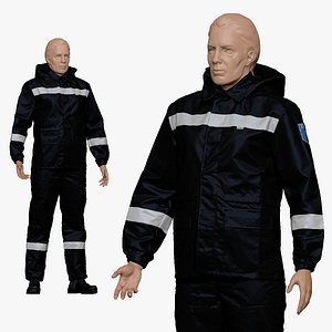 001157 engineering suit black white 3D model