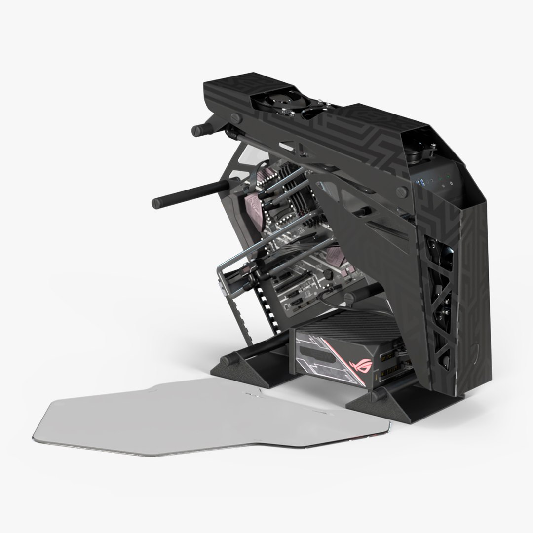 Gaming PC Off State Open 3D model preview
